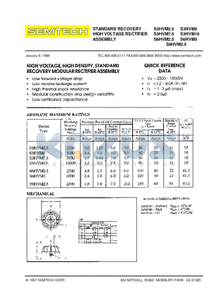 S6HVM2.5 datasheet - STANDARD RECOVERY HIGH VOLTAGE RECTIFIER ASSEMBLY
