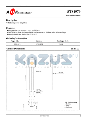 STS1979 datasheet - PNP Silicon Transistor