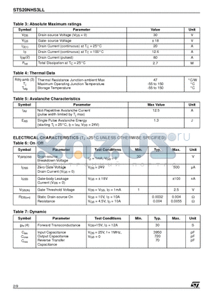 STS20NHS3LL datasheet - N-CHANNEL 30 V - 0.0032 Y - 20 A SO-8 STripFETIII MOSFET PLUS MONOLITHIC SCHOTTKY