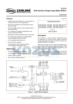 SL2610LH2N datasheet - Wide Dynamic Range Image Reject MOPLL