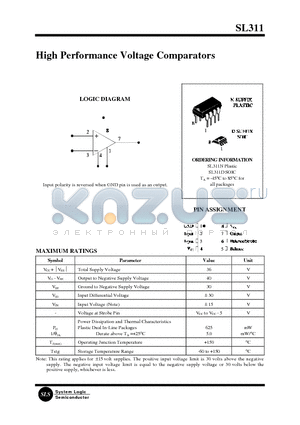 SL311 datasheet - High Performance Voltage Comparators