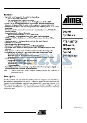 STSAM9708 datasheet - Sound Synthesis