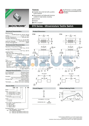 STSG-31-N datasheet - Ultraminiature Tactile Switch