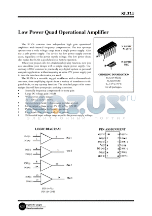 SL324N datasheet - Low Power Quad Operational Amplifier