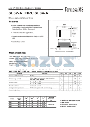 SL33-A datasheet - Low VF Chip Schottky Barrier Diodes - Silicon epitaxial planer type