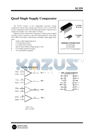 SL339 datasheet - Quad Single Supply Comparator