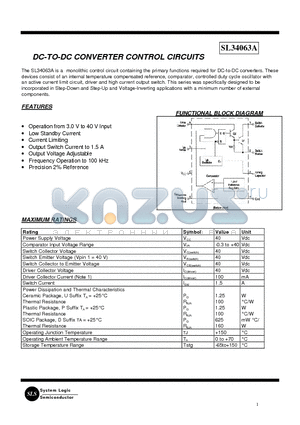 SL34063A datasheet - DC-TO-DC CONVERTER CONTROL CIRCUITS