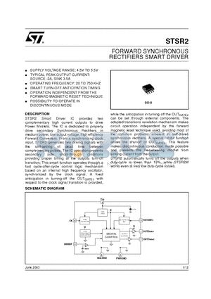STSR2MCD datasheet - FORWARD SYNCHRONOUS RECTIFIERS SMART DRIVER