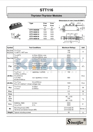 STT116 datasheet - Thyristor-Thyristor Modules