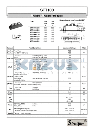 STT100GK18 datasheet - Thyristor-Thyristor Modules