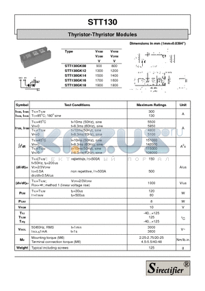 STT130GK18 datasheet - Thyristor-Thyristor Modules