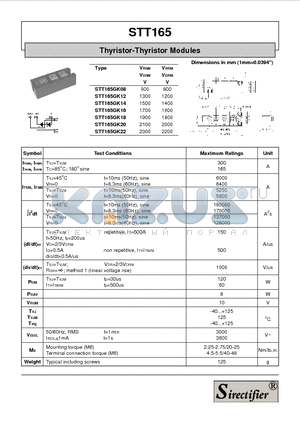 STT165GK12 datasheet - Thyristor-Thyristor Modules