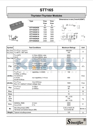 STT165GK12 datasheet - Thyristor-Thyristor Modules