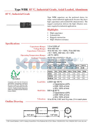WBR1-450A datasheet - Industrial Grade, Axial Leaded, Aluminum