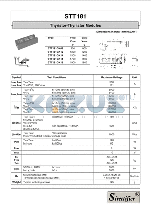 STT181GK14 datasheet - Thyristor-Thyristor Modules