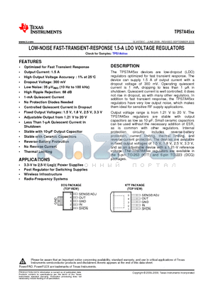 TPS7A4525KTTR datasheet - LOW-NOISE FAST-TRANSIENT-RESPONSE 1.5-A LDO VOLTAGE REGULATORS