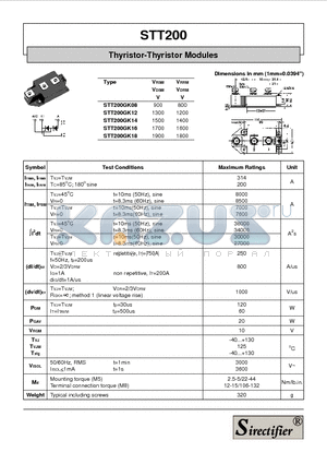 STT200 datasheet - Thyristor-Thyristor Modules