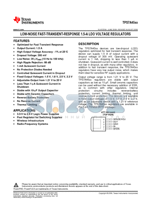 TPS7A4525KTTT datasheet - LOW-NOISE FAST-TRANSIENT-RESPONSE 1.5-A LDO VOLTAGE REGULATORS