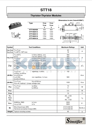 STT18GK16 datasheet - Thyristor-Thyristor Modules