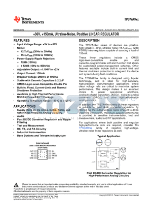 TPS7A4901 datasheet - 36V, 150mA, Ultralow-Noise, Positive LINEAR REGULATOR