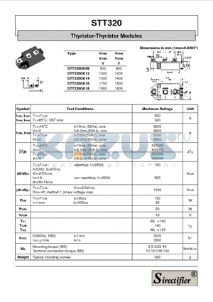 STT320GK08 datasheet - Thyristor-Thyristor Modules