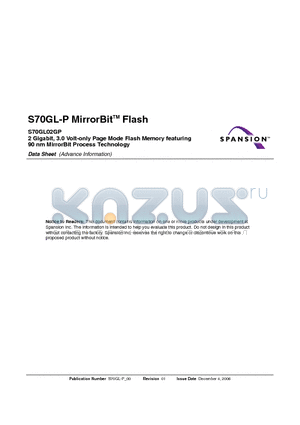S70GL02GP12FFIR23 datasheet - 2 Gigabit, 3.0 Volt-only Page Mode Flash Memory featuring 90 nm MirrorBit Process Technology