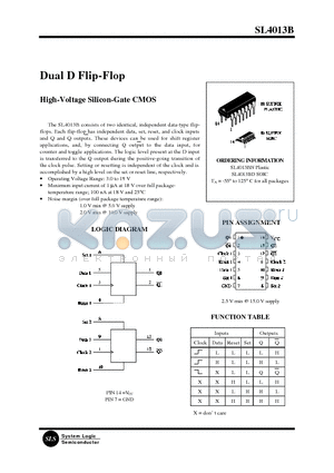 SL4013BD datasheet - Dual D Flip-Flop