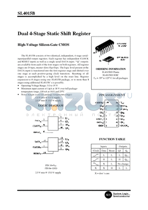SL4015BD datasheet - Dual 4-Stage Static Shift Register