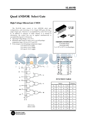 SL4019B datasheet - Quad AND/OR Select Gate