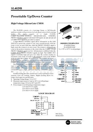 SL4029BN datasheet - Presettable Up/Down Counter