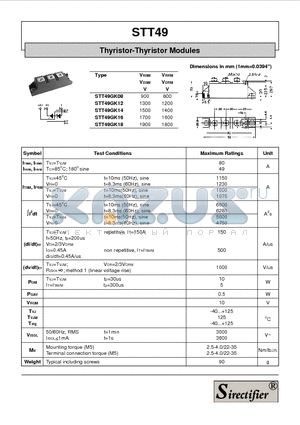 STT49 datasheet - Thyristor-Thyristor Modules