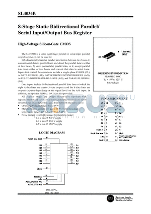 SL4034BD datasheet - 8-Stage Static Bidirectional Parallel/ Serial Input/Output Bus Register