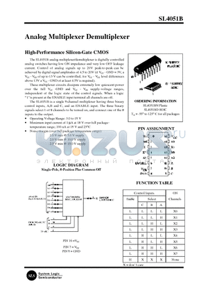 SL4051 datasheet - Analog Multiplexer Demultiplexer