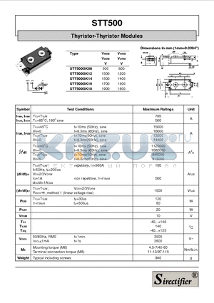 STT500GK08 datasheet - Thyristor-Thyristor Modules