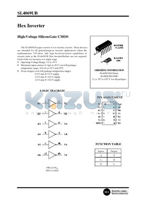 SL4069UBN datasheet - Hex Inverter