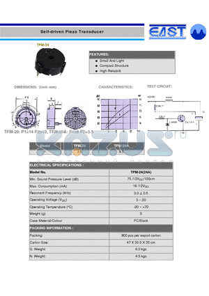 TFM-24 datasheet - Self-driven Piezo Transducer