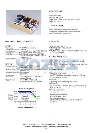 TPS80-20 datasheet - TPS80 SWITCHING MODE 80W U BRACKET POWER SIPPLY
