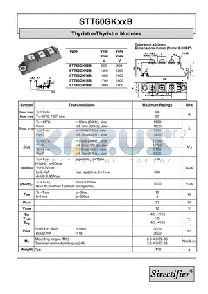 STT60GK08B datasheet - Thyristor-Thyristor Modules