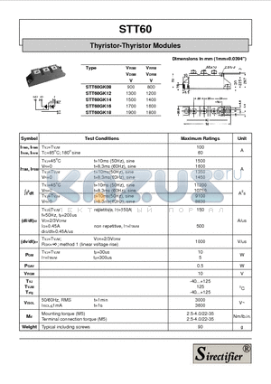 STT60GK12 datasheet - Thyristor-Thyristor Modules