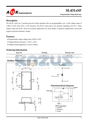 SL431XSF_1 datasheet - Programmable Voltage Reference