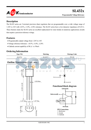 SL432X datasheet - Programmable Voltage Reference