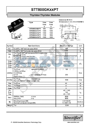 STT800GK12PT datasheet - Thyristor-Thyristor Modules