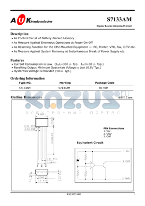 S7133 datasheet - Bipolar Linear Integrated Circuit