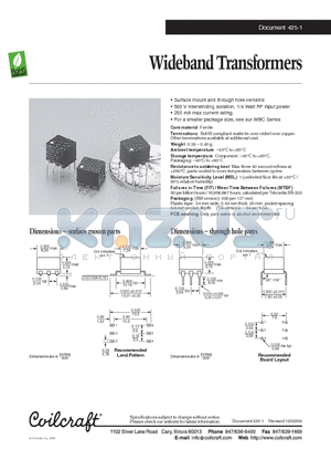 WBT2.5-6L datasheet - Wideband Transformers