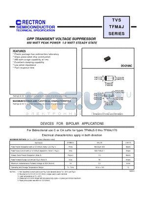 TFMAJ48 datasheet - GPP TRANSIENT VOLTAGE SUPPRESSOR (400 WATT PEAK POWER 1.0 WATT STEADY STATE)