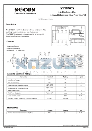 STT8205S datasheet - N-Channel Enhancement Mode Power Mos.FET