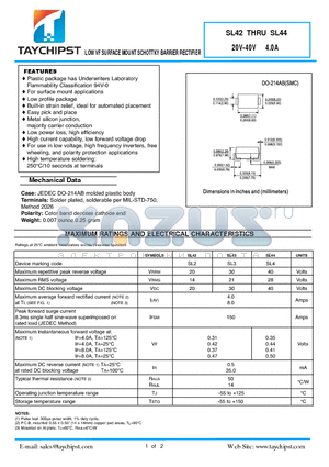 SL44 datasheet - LOW VF SURFACE MOUNT SCHOTTKY BARRIER RECTIFIER