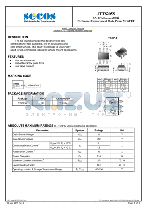 STT8205S datasheet - N-Channel Enhancement Mode Power MOSFET