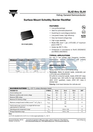 SL43-E3/57T datasheet - Surface Mount Schottky Barrier Rectifier
