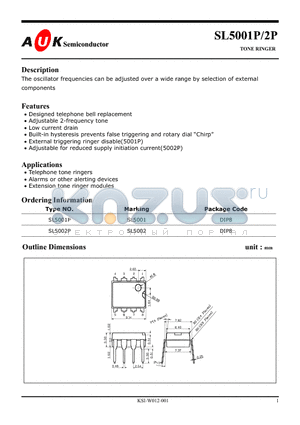 SL5001P datasheet - TONE RINGER